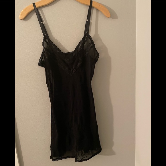 Sheer black negligeé with lace trim - Picture 5 of 7